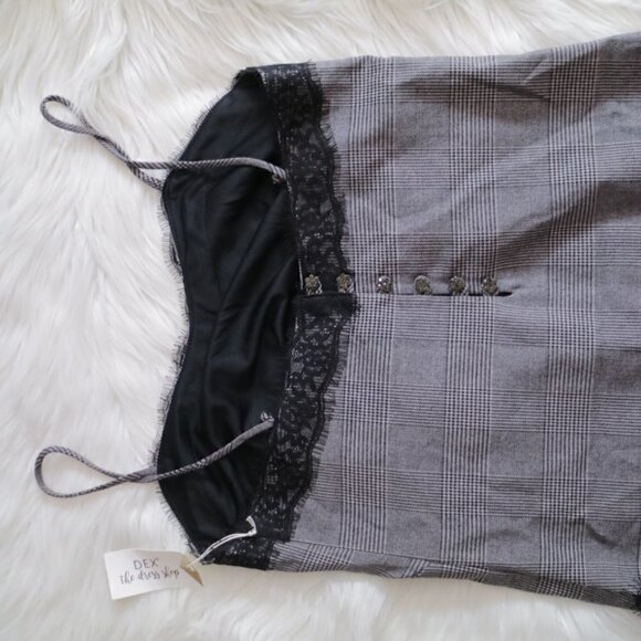 NEW Dex Black Houndstooth Plaid Lace Mini Dress Size Small - Picture 6 of 8